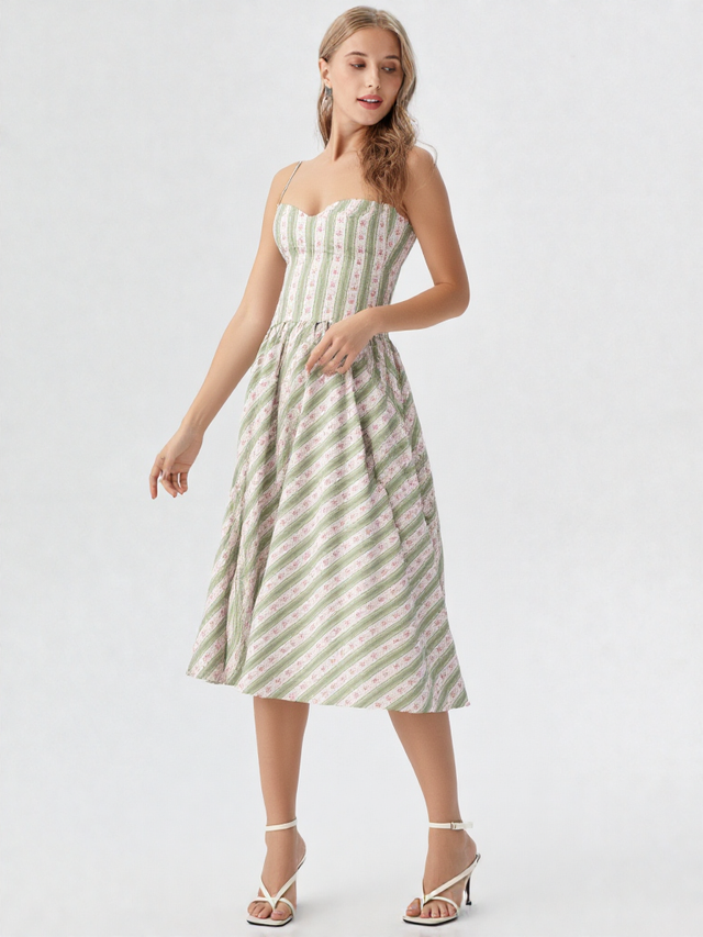 Isola Stripped Midi Dress