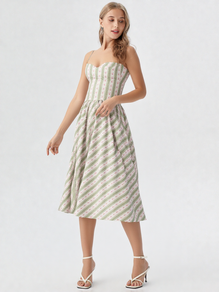 Isola Stripped Midi Dress