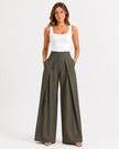 CELESTE PLEATED WIDE-LEG TROUSERS