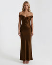 AURELIA OFF-SHOULDER GOWN Brown / S Millie Blue