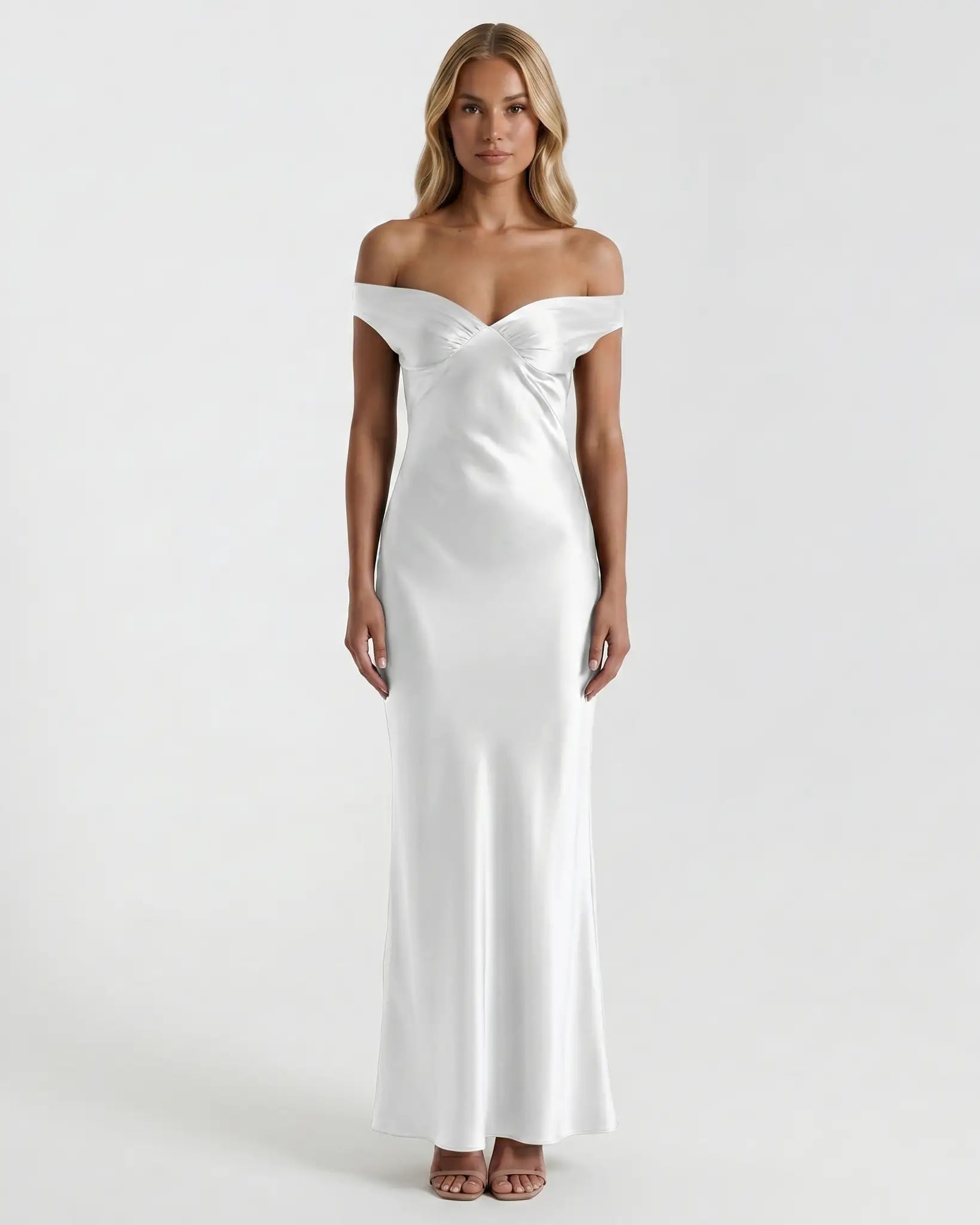 AURELIA OFF-SHOULDER GOWN White / S Millie Blue