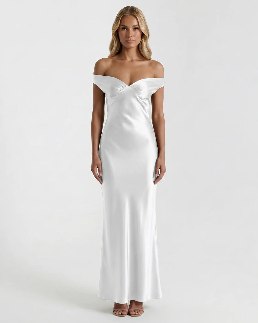 AURELIA OFF-SHOULDER GOWN White / S Millie Blue