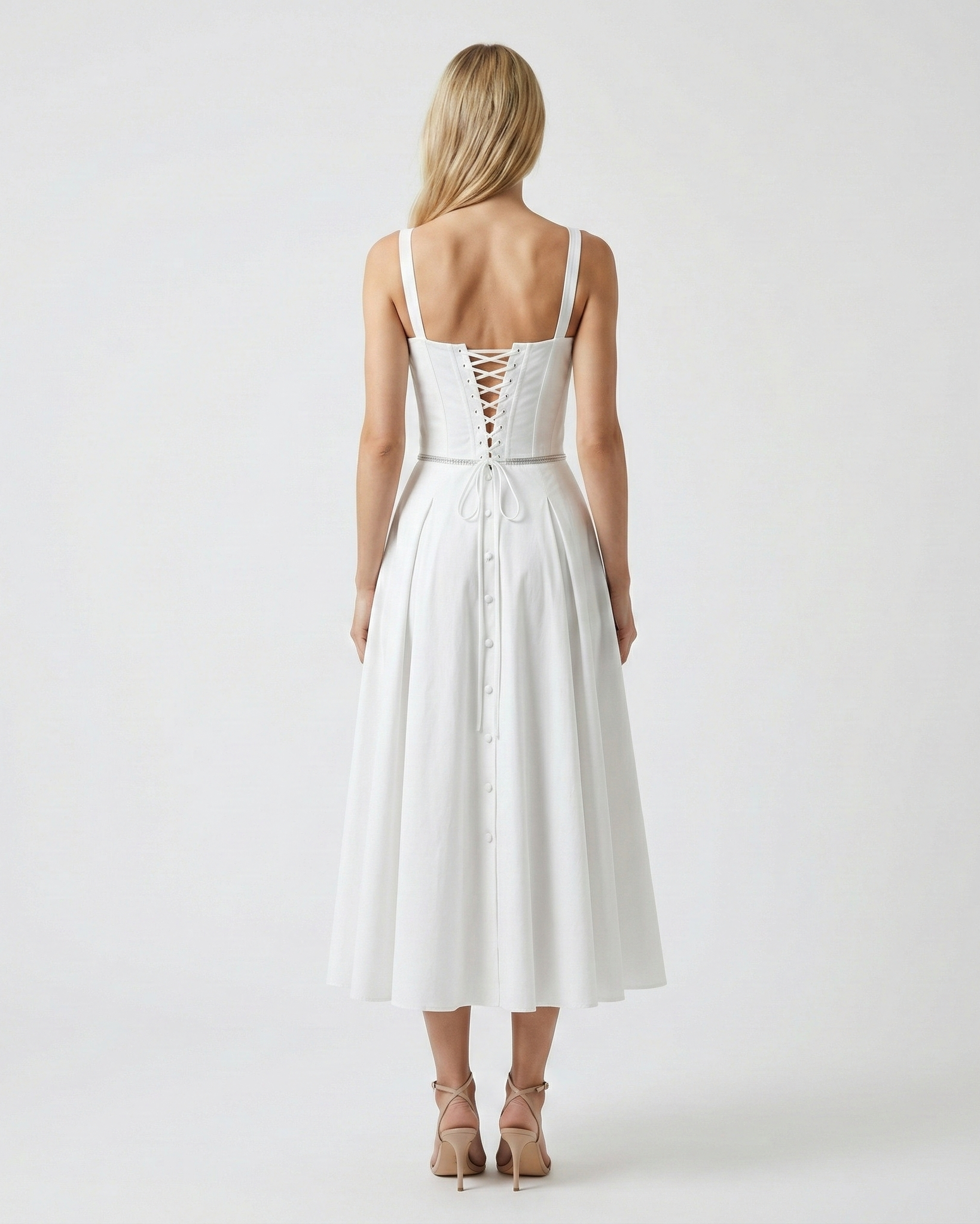 Aurora Corset Midi Dress Millie Blue