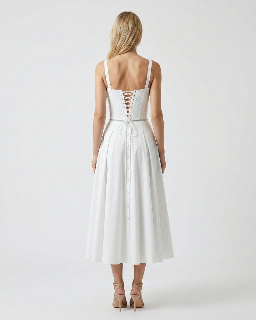 Aurora Corset Midi Dress Millie Blue