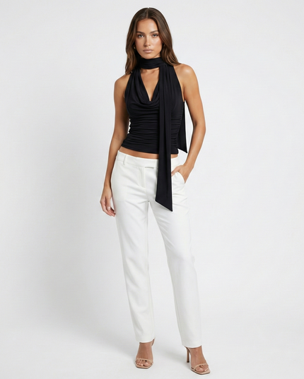 Chloe Sleeveless Top Black Millie Blue