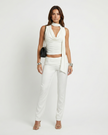 Chloe Sleeveless Top White Millie Blue