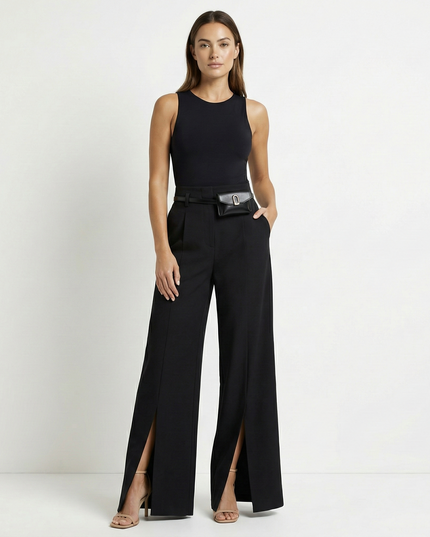 Clara Pleated Trousers Black Millie Blue