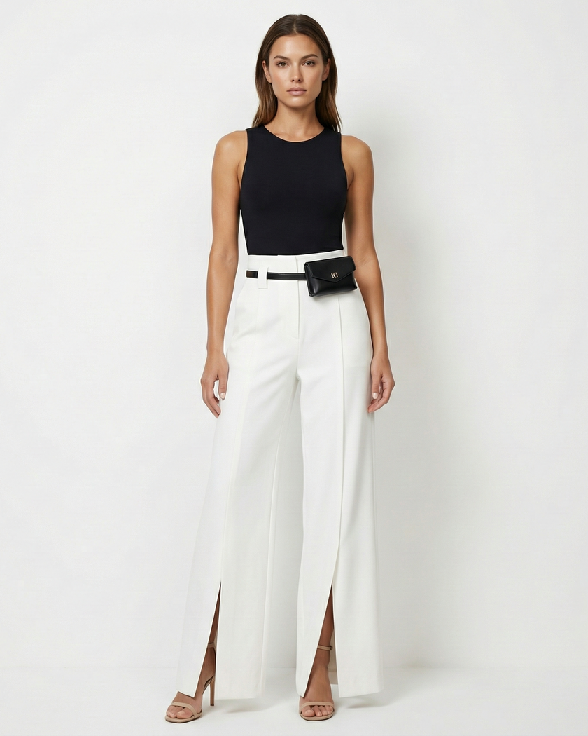 CLARA PLEATED TROUSERS White Millie Blue