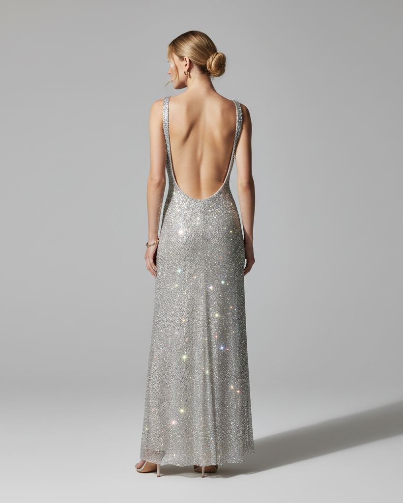 Diamond Square Neck Dress Millie Blue