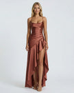 Elara Off Shoulder Maxi Dress Burgundy Millie Blue