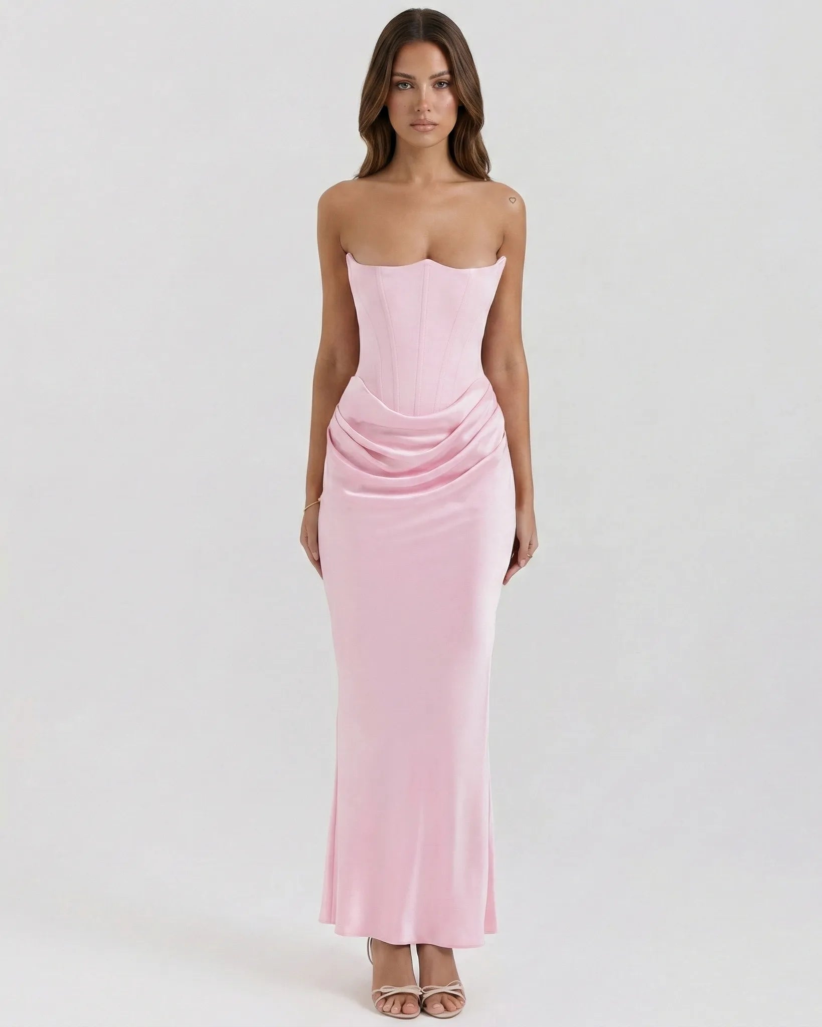 Eva Sleeveless Maxi Dress Pink Millie Blue