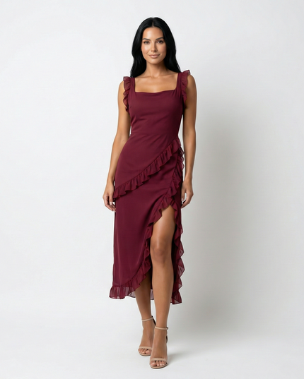 Melody Maxi Dress Burgundy Millie Blue