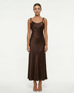 GIA SATIN SLIP DRESS Brown Millie Blue