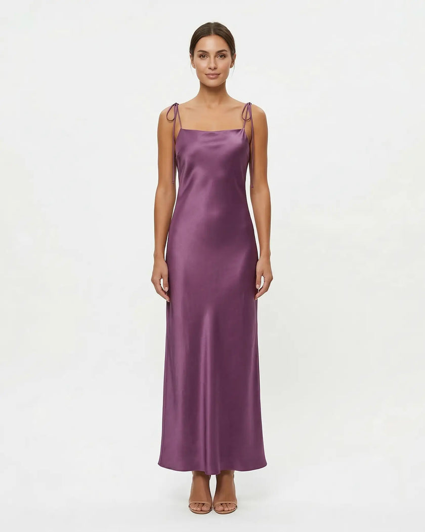 GIA SATIN SLIP DRESS Purple Millie Blue