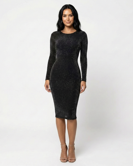 Harper Midnight Midi Dress Black Millie Blue