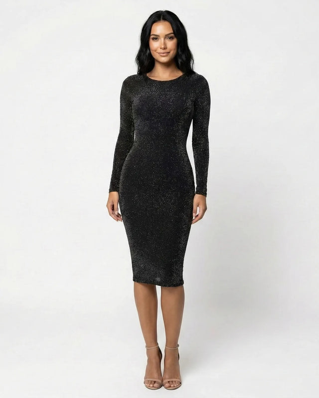 Harper Midnight Midi Dress Black Millie Blue