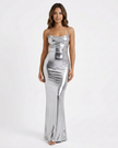 JEWEL BODYCON MAXI DRESS Silver Millie Blue