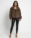 Leopard Luxe Faux Fur Jacket Brown Millie Blue
