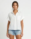Marin Linen Shirt White Millie Blue