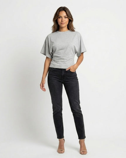 Mazi Short Sleeve Top Gray Millie Blue