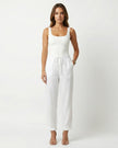 Noelle Linen Pants White Millie Blue