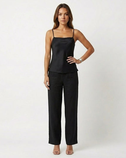 Nova Backless Cami Top Black Millie Blue