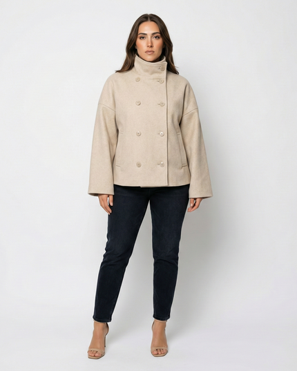Odessa Woolen Coat Beige Millie Blue