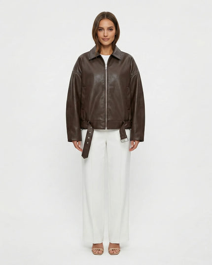 Raven Vintage Leather Jacket Brown Millie Blue