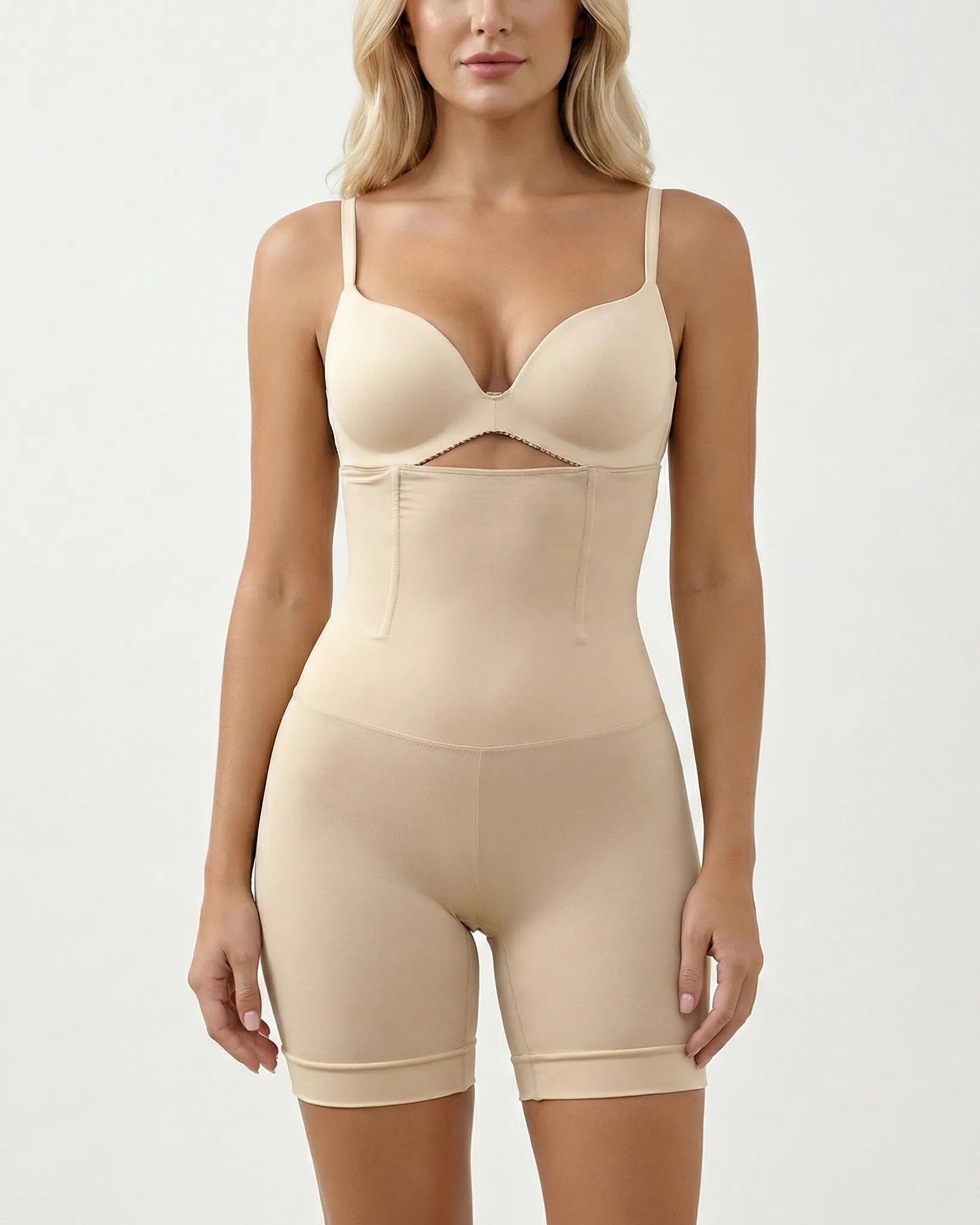 Seamless Butt Lifting Bodysuit Beige Millie Blue