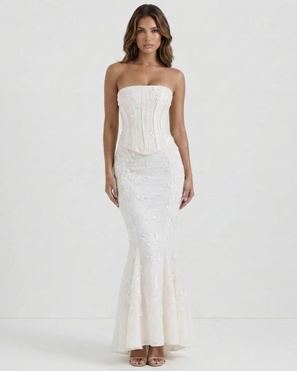 Seraphine Two-piece Corset Dress White Millie Blue