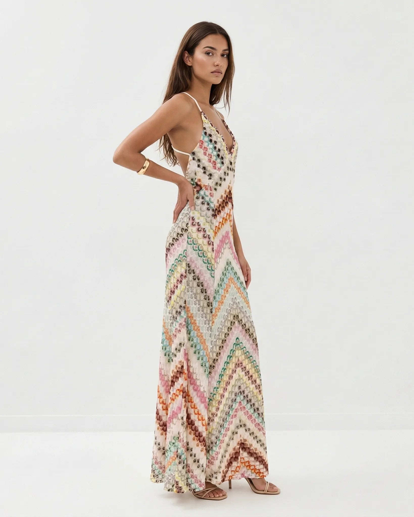 Serena Striped Knit Maxi Dress Millie Blue