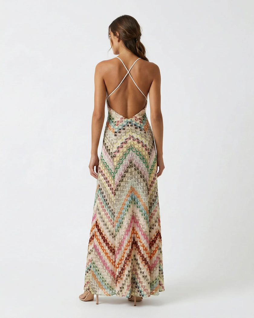 Serena Striped Knit Maxi Dress Millie Blue
