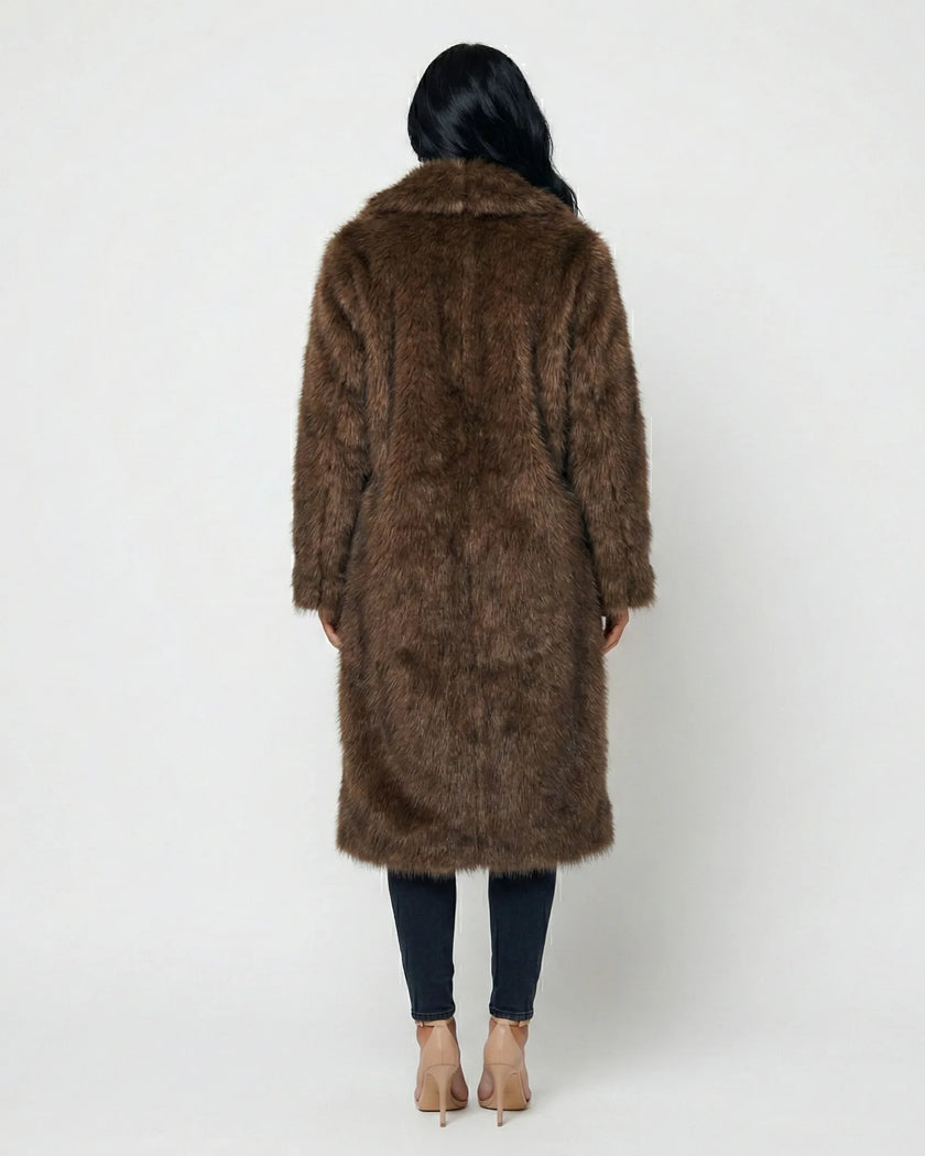 Sienna Long Faux Fur Coat Millie Blue