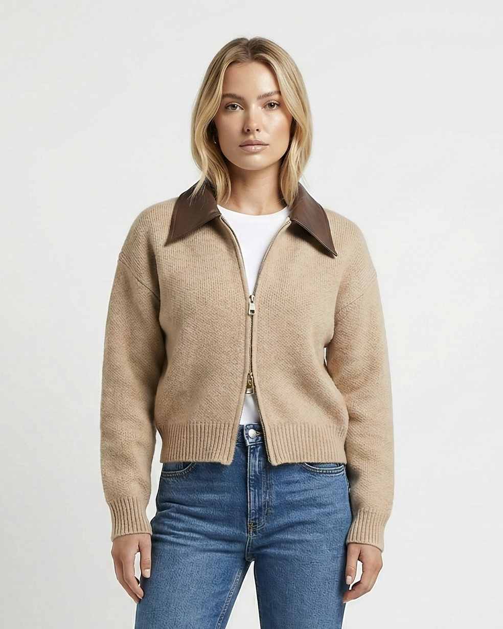 Simone Zip Through Cardigan Millie Blue