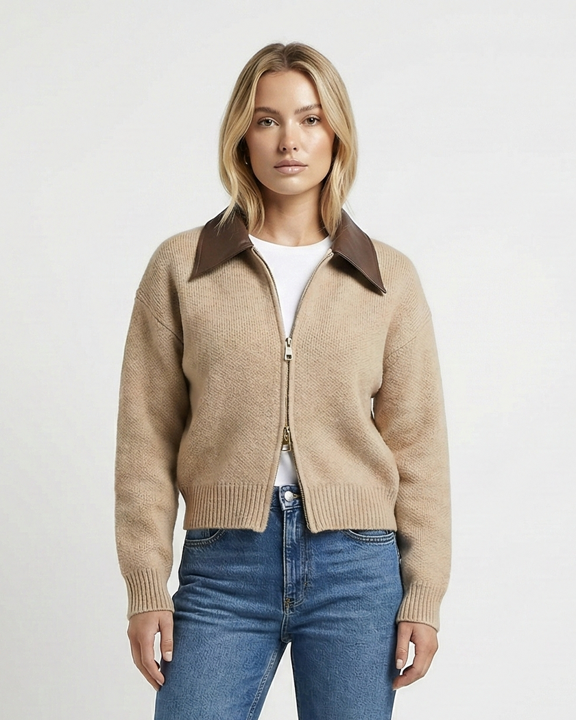 Simone Zip Through Cardigan Millie Blue