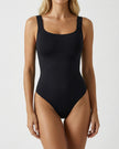Square Neck Sculpting Bodysuit Black Millie Blue