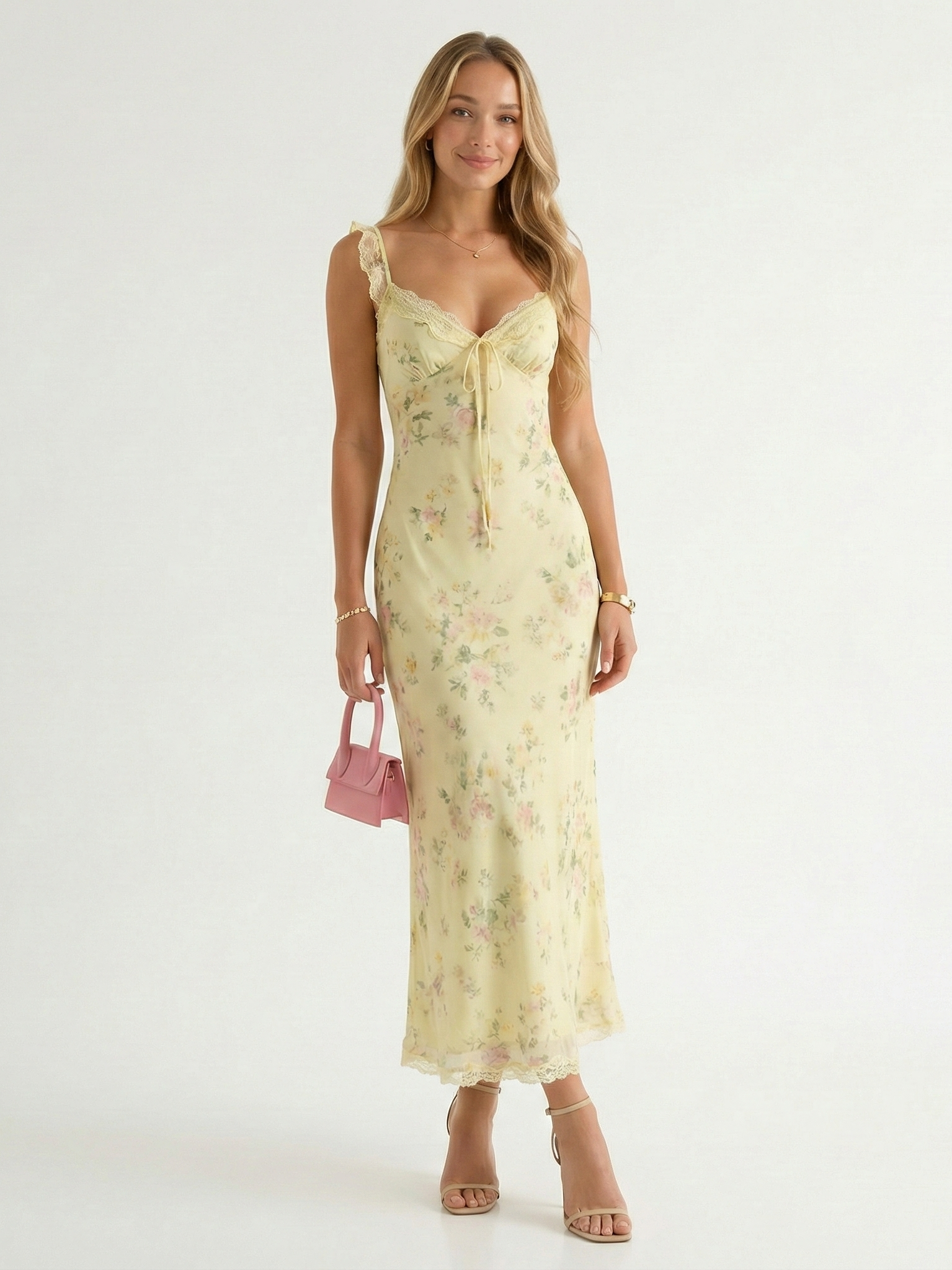 Summer Floral Dress Yellow Millie Blue