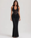 Sydney Halter Corset Maxi Dress Black / S Millie Blue
