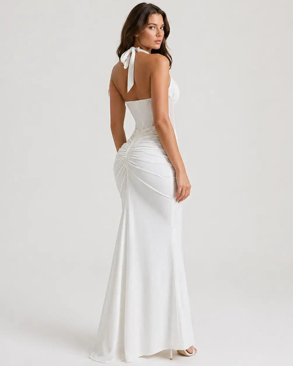 Sydney Halter Corset Maxi Dress  Millie Blue