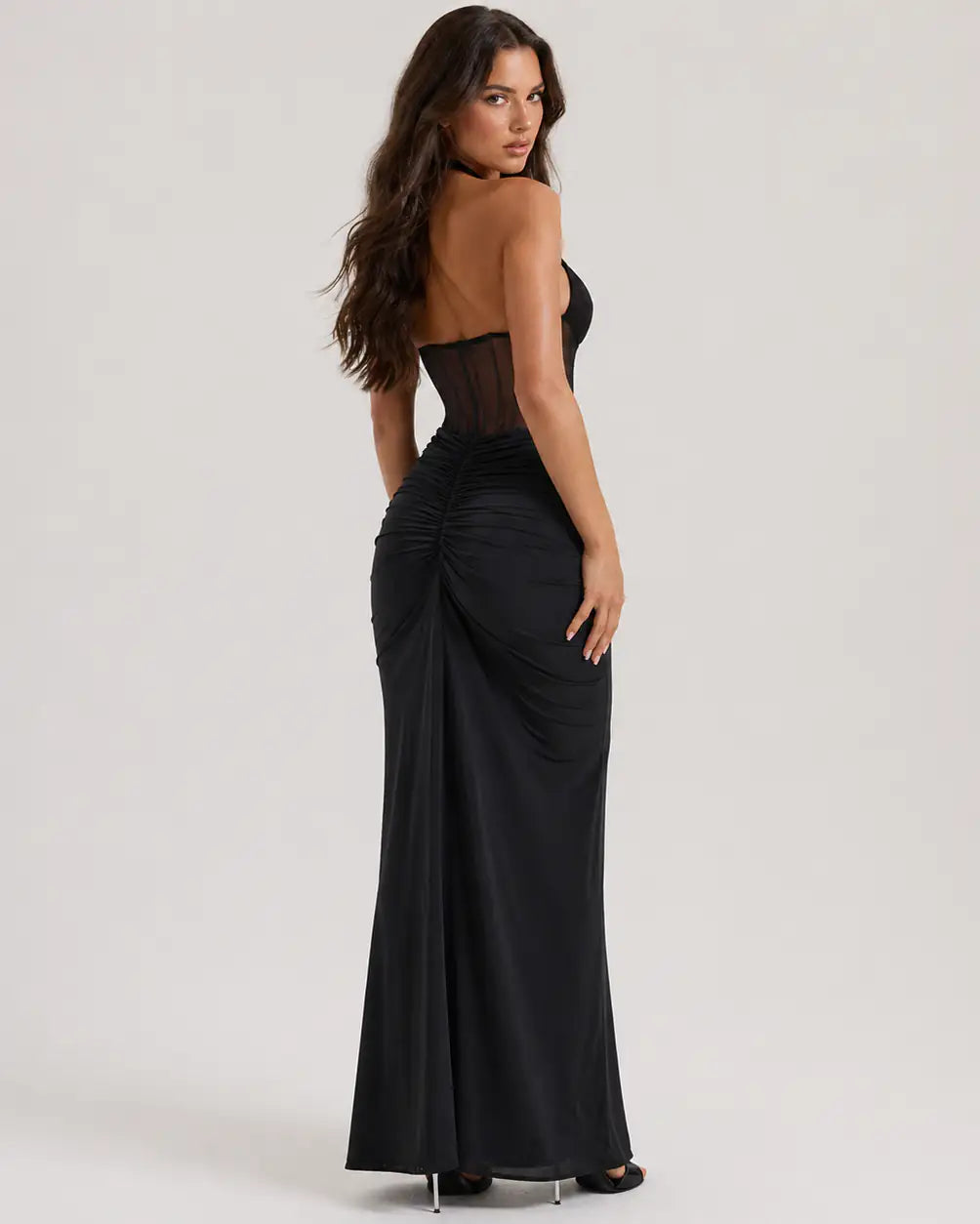 Sydney Halter Corset Maxi Dress  Millie Blue