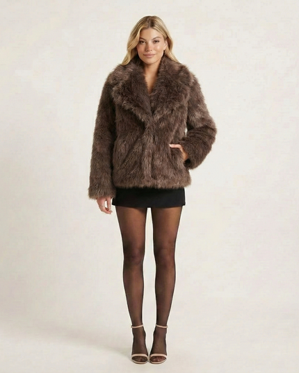 Valencia Fur Jacket Brown Millie Blue