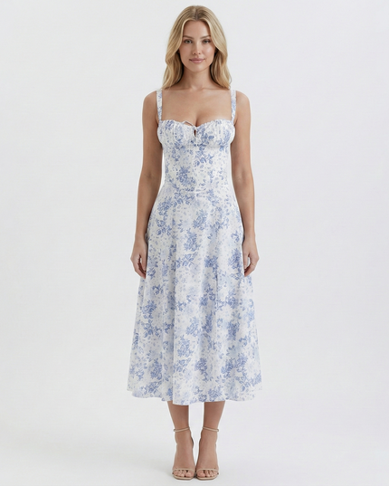 Verae Midi Summer Dress Blue Millie Blue
