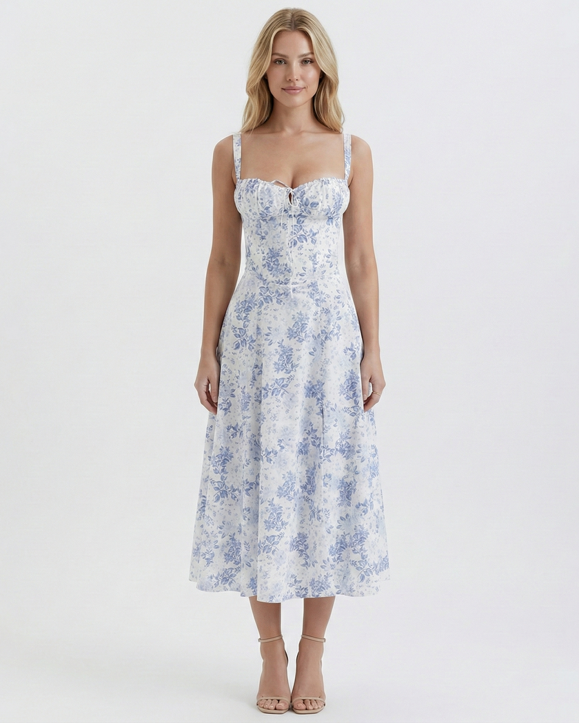 Verae Midi Summer Dress Blue Millie Blue