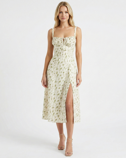 Verae Midi Summer Dress Green Millie Blue