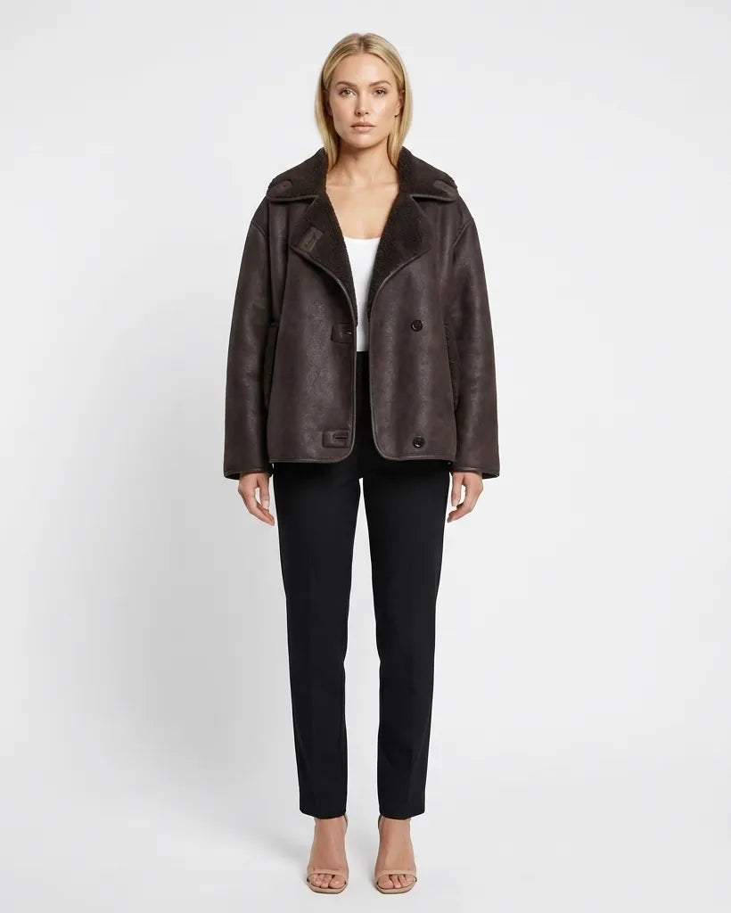 Victoria Leather Jacket Brown Millie Blue