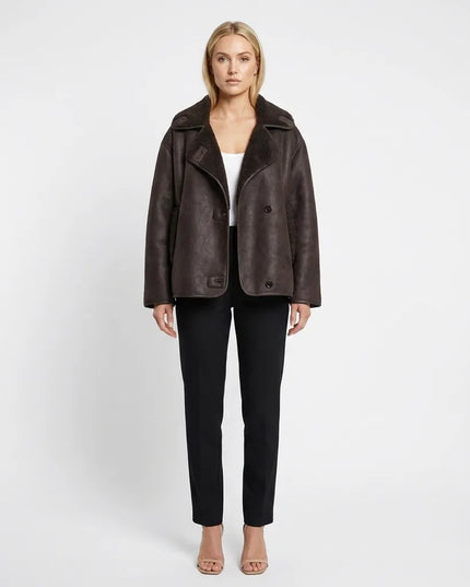 Victoria Leather Jacket Brown Millie Blue