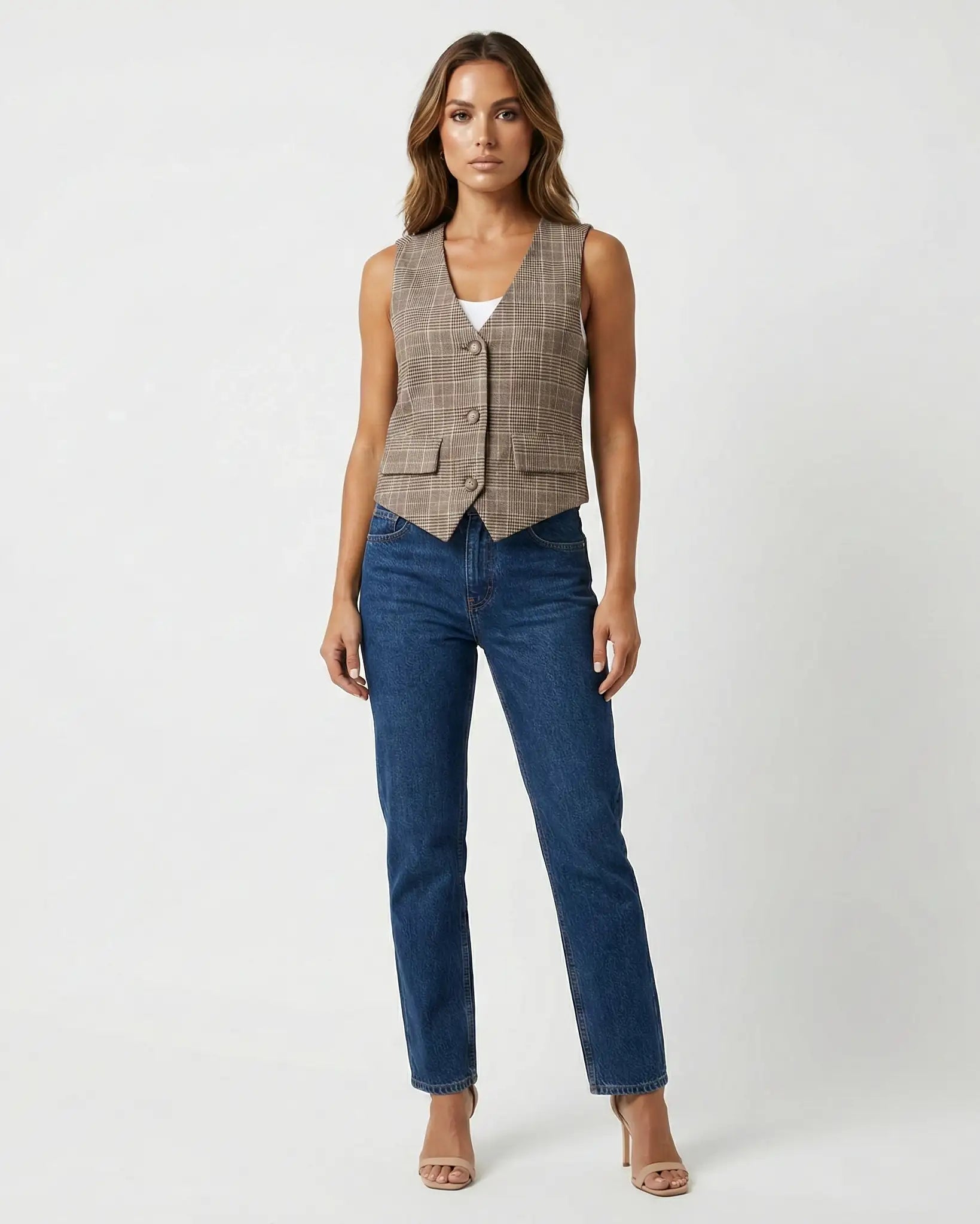 WILLOW PLAID VEST Millie Blue