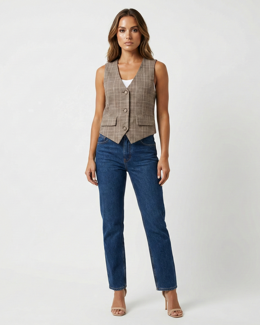 Willow Plaid Vest Millie Blue