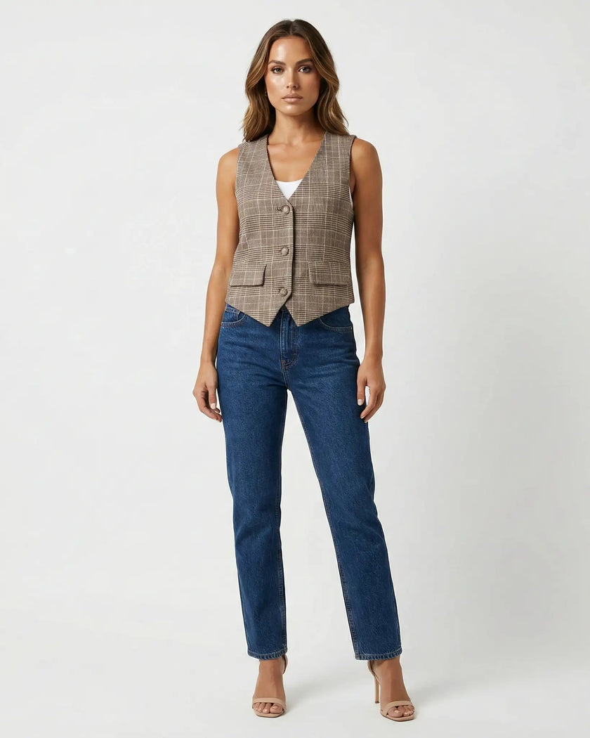 WILLOW PLAID VEST Millie Blue