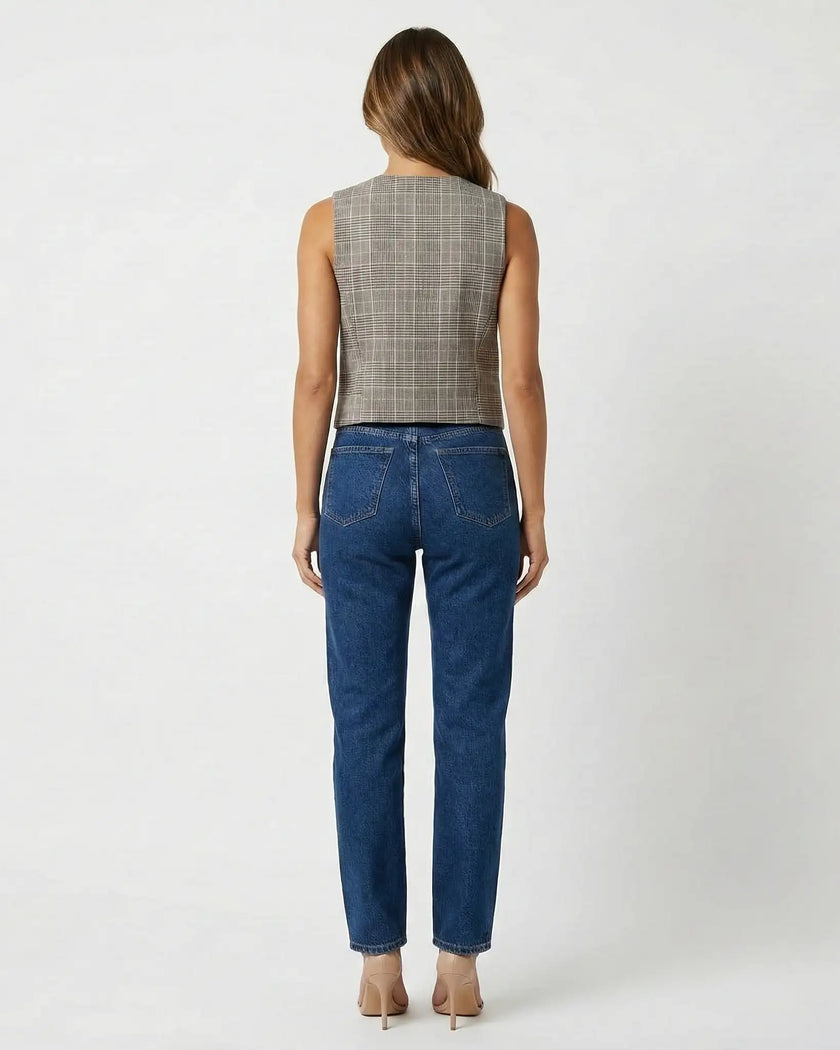 WILLOW PLAID VEST Millie Blue